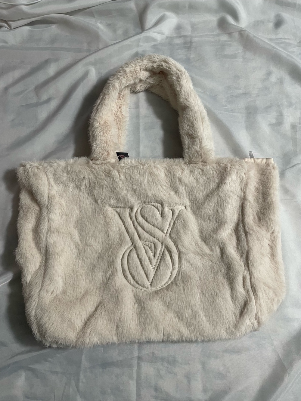 Victoria's Secret Cream Faux Fur Embossed Tote